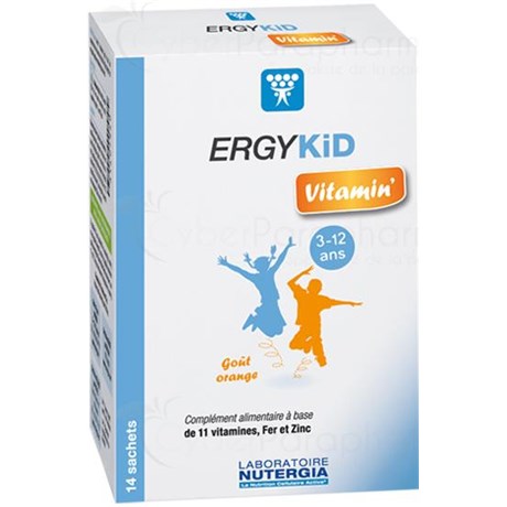 ERGYKID VITAMIN Dietary supplement containing 11 vitamins, iron and zinc 14sachets