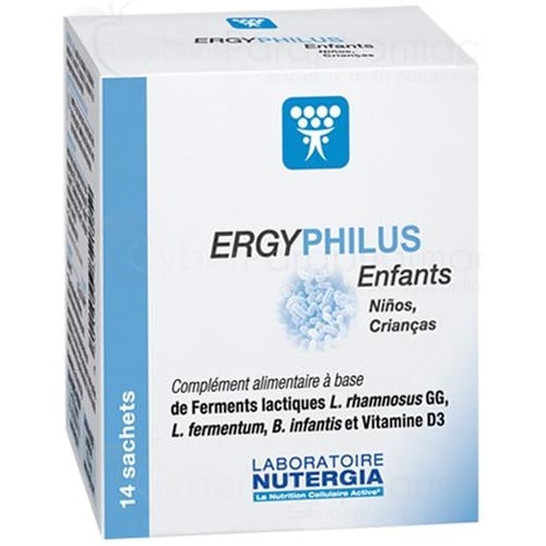 ERGYPHILUS CHILDREN Food supplement with vitamin D3 and lactic ferments dosed at 3 billion per bag 14sachets