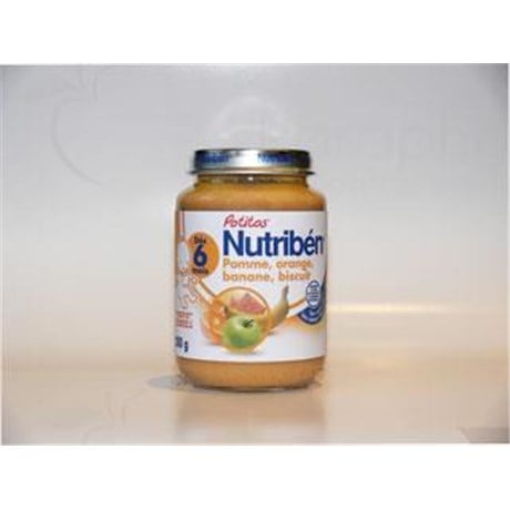 Nutriben POTITOS FRUITS, Potty apple - orange - banana - biscuit. - 200 g pot
