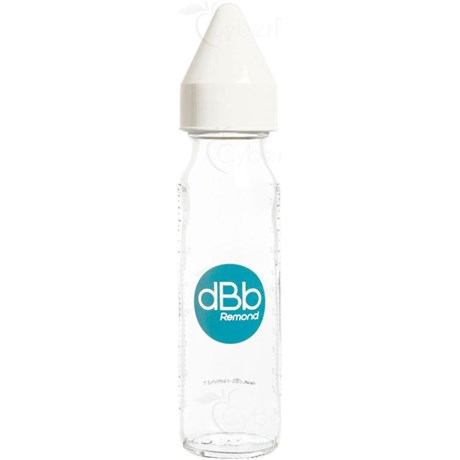 DBB REMOND REGUL'AIR BIBERON VERRE, Biberon à vis complet, tétine caoutchouc, pour nouveau né, 240 ml - unité