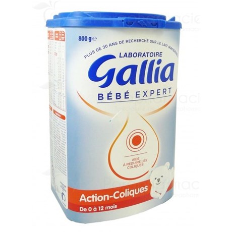 GALLIA ACTION COLIQUES, Aliment lacté diététique pour nourrisson, Action Coliques. - bt 800 g