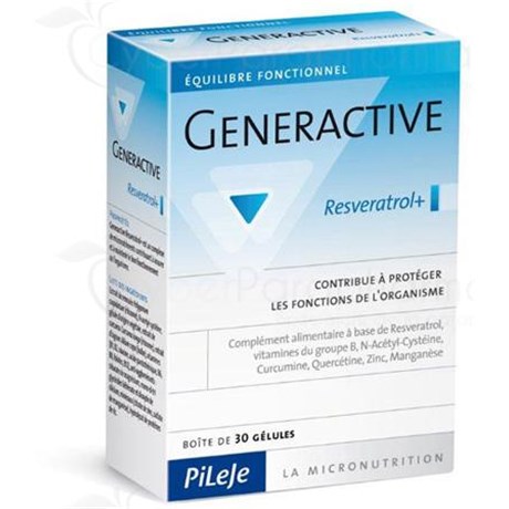 GENERACTIVE RESVERATROL+, Gélule, complément alimentaire à base de resveratrol. - bt 30