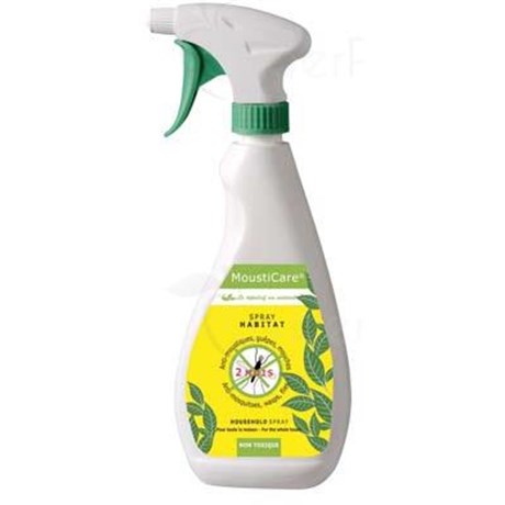 MOUSTICARE SPRAY HABITAT, Spray répulsif naturel, antimoustique, antiinsecte pour l'habitat. - spray 500 ml