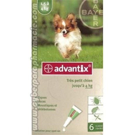 ADVANTIX Très petit chien 1.5-4 kg 6 pipettes