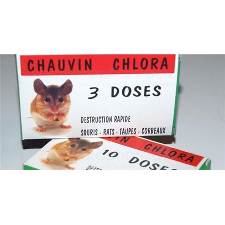 CHAUVIN CHLORA 10 doses, Poudre raticide pour la préparation d'appâts RUPTURE DÉFINITIVE