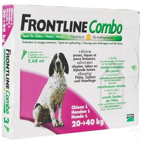 FRONTLINE COMBO CHIEN L 20-40 kg SPOT-ON 3 pipettes