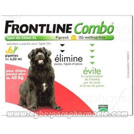 FRONTLINE COMBO SPOT-ON XL Chien + de 40 kg 6 pipettes