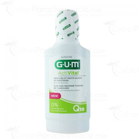 GUM ActiVital, bain de bouche fluoré sans alcool au Q10, 300ml