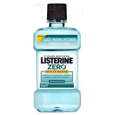 LISTERINE ZÉRO, Bain de bouche sans alcool, menthe douce, vert clair. - fl 250 ml