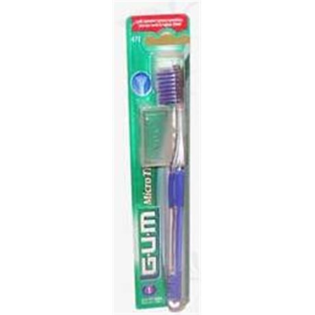 GUM MICRO TIP COMPACT, Brosse à dents tête courte, pour adulte, 4 rangs. soft (ref. 471) - unité