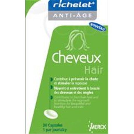 RICHELET ANTIÂGE CHEVEUX, Capsule, complément alimentaire antiâge à visée capillaire. - bt 90