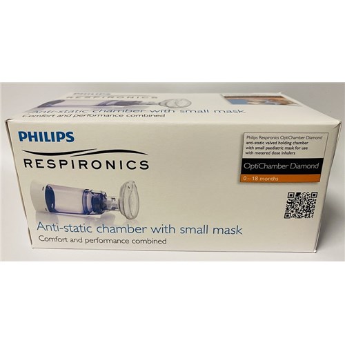 PHILIPS RESPIRONICS OptiChamber Diamond Antistatic Valve Inhalation Chamber with Small Mask for Child