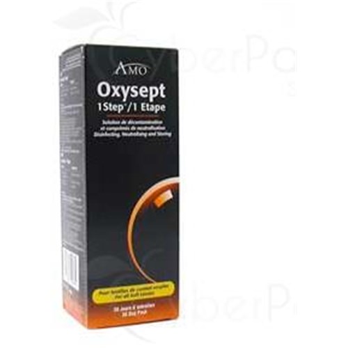 OXYSEPT 1 STEP SOLUTION, decontaminating solution and neutralizer tablet lens. - Box 300 ml pack 2 + 30 tablets