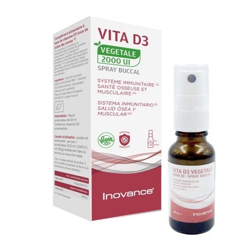 VITA D3 -2000 UI Vegan 1 flacon pulvérisateur de 20 ml ( en moyenne 133 pulvérisations) Inovance