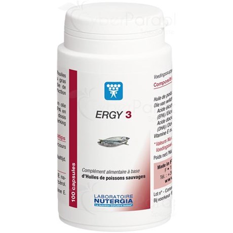 ERGY 3, Capsule, complément alimentaire 100 % oméga 3. - pilulier 50