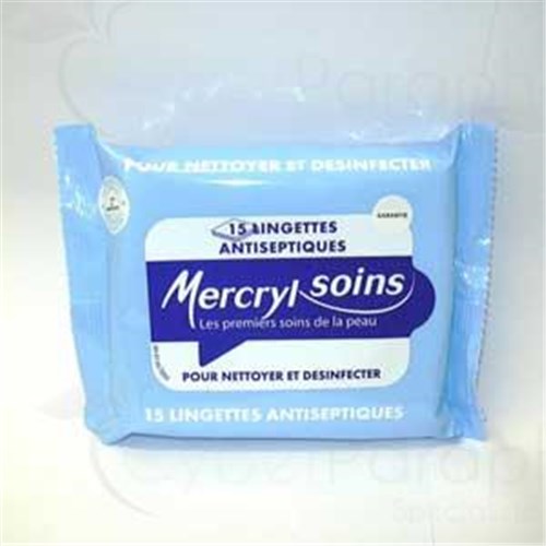 Mercryl CARE, wipe impregnated cleansing, antiseptic. - Travel pack 15