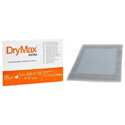 DRYMAX EXTRA hydrocellular superabsorbent dressing, sterile. 10 cm x 10 cm - 10 bt