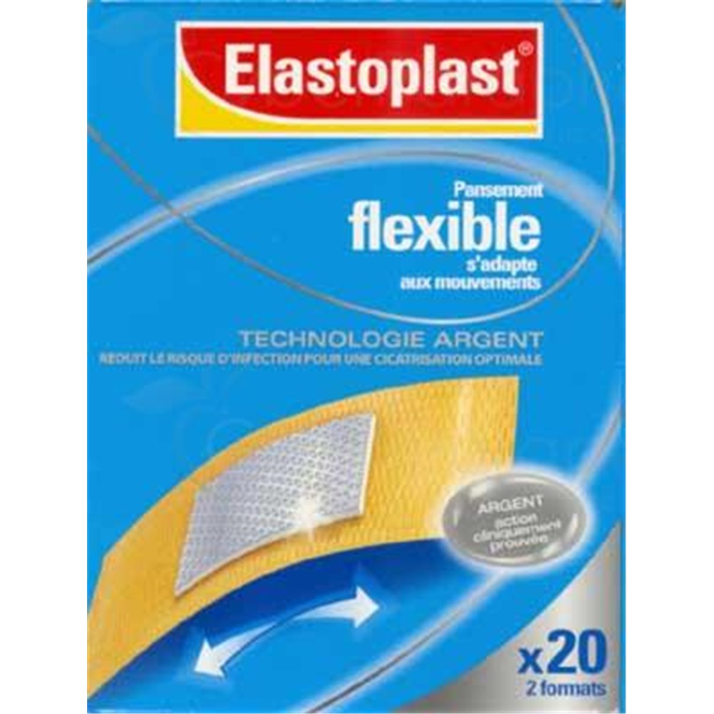 ELASTOPLAST FLEXIBLE precut adhesive dressing with silver, classic. - Bt 20