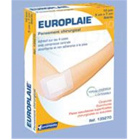EUROPLAIE, surgical dressing, absorbent, sterile, adhesive 4 sides. 10 cm x 20 cm (ref. 135288) - bt 5
