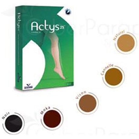 ACTYS 25 FEMME, Bas cuisse médical de contention classe 3, autofix. naturel, court, taille 1 - paire