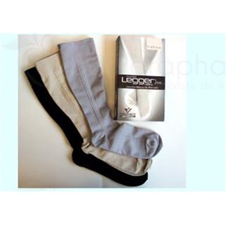 LEGGER FINE, Chaussette médicale de contention classe 2, pour homme. écru, long, taille 2 - paire