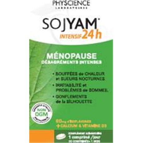 SOJYAM 24H INTENSIF, Comprimé, complément alimentaire à base de plantes riches en isoflavones. - bt 30