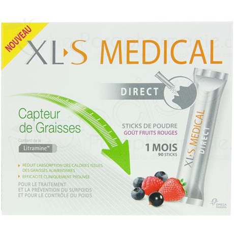 XLS MEDICAL CAPTEUR DE GRAISSES 90 sticks goût Fruits rouges