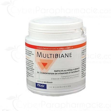MULTIBIANE, Gélule, complément alimentaire à base de vitamines et de minéraux. - pot 120