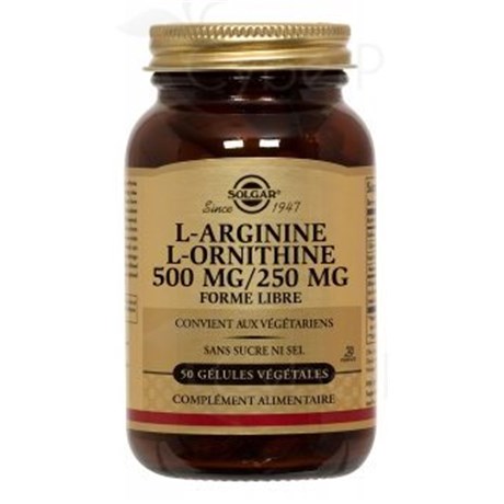 L-ARGININE-L-ORNITHINE 500/250 50 gélules végétales