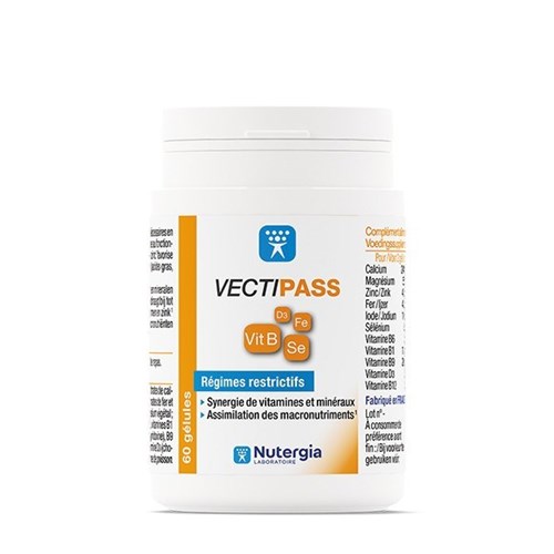 VECTIPASS Capsule dietary supplement containing vitamins and minerals. - Bt 60 Nutergia
