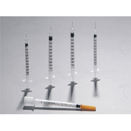 OMNICAN 50 Insulin syringe 3 pieces, 0.5 ml, 100 IU/ml, crimped needle, 0.30 mm x 8 mm (ref. 9151117S), bt 100