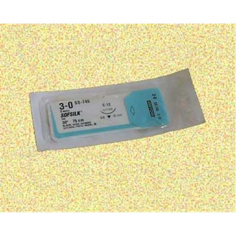 SOFSILK, needleful set sterile needle 3/8 circle, triangular tip. 1, 5/0 needle 19 mm (ref. SS652) - unit