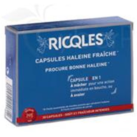 RICQLES CAPSULE FRESH BREATH, Capsule 2 in 1, intense refreshing essential oils of mint. - Bt 60
