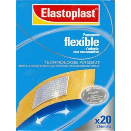 ELASTOPLAST FLEXIBLE, Pansement prédécoupé adhésif à l'argent, classique. - bt 20