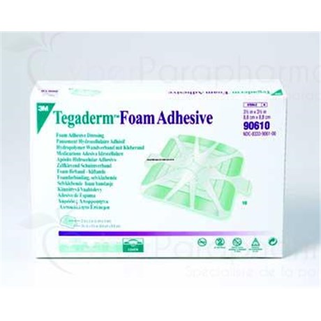 TÉGADERM FOAM ADHÉSIVE, Pansement hydrocellulaire à bords adhésifs, stérile, très absorbant. carré, 14,30 cm x 14,30 cm (ref. 90612) - bt 10