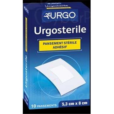 URGOSTÉRILE 20x9cm, Pansement adhésif stérile, hypoallergénique, adhésif 4 côtés 10