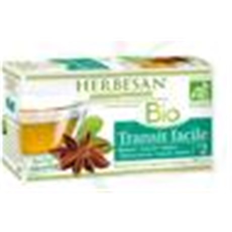 HERBESAN INFUSION BIO TRANSIT FACILE N° 2, Mélange de plantes pour tisane, infusette. - bt 20