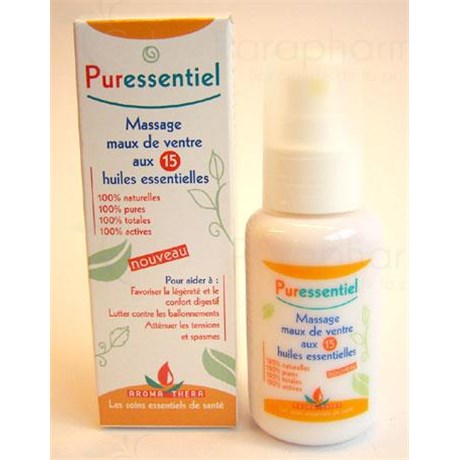 PURESSENTIEL MASSAGE MAUX DE VENTRE, Huile de massage à base d'huiles essentielles. - fl 50 ml