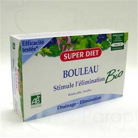 SUPERDIET EXTRAIT FLUIDE BOULEAU, Ampoule buvable d'extrait fluide de bouleau. - bt 20