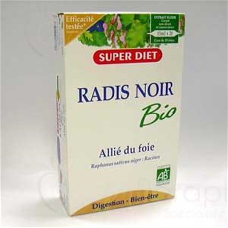 SUPERDIET JUS DE RADIS NOIR, Ampoule buvable de jus de radis noir. - coffret 20