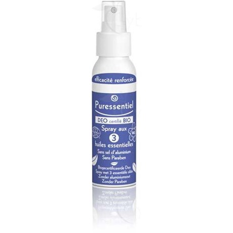 PURESSENTIEL DEO SPRAY BIO, deodorant Spray with 3 essential oils. - Spray 50 ml