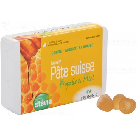 PÂTE SUISSE PROPOLIS & MIEL pastilles à sucer adoucit et apaise la gorge 50 g
