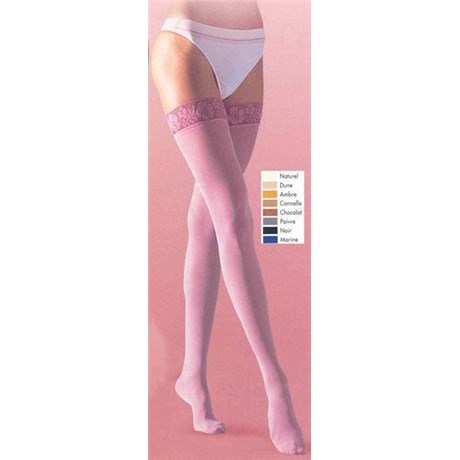 SIGVARIS 2 DIAPHANE, Bas cuisse médical de contention micro autofixant classe 2, pour femme. brume, long, large (ref. 33752) - paire