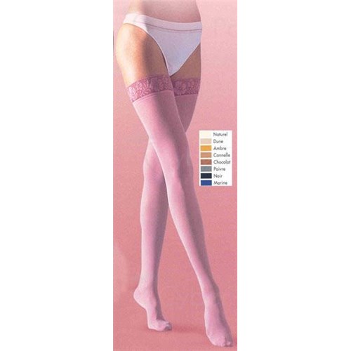 SIGVARIS 2 DIAPHANE, Bas cuisse médical de contention micro autofixant classe 2, pour femme. brume, long, large (ref. 33752) - paire