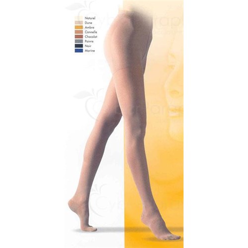 SIGVARIS 2 DIAPHANE, Collant médical de contention microfibre classe 2, pour femme. ambre, long, large (ref. 7389) - paire