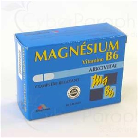 ARKOVITAL MAGNESIUM, VITAMIN B6 - Capsule dietary supplement containing magnesium and vitamin B6. - Bt 60