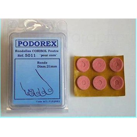 PODOREX RONDELLE PROTECTRICE, Rondelle protectrice adhésive en feutre pour cors - bt 6