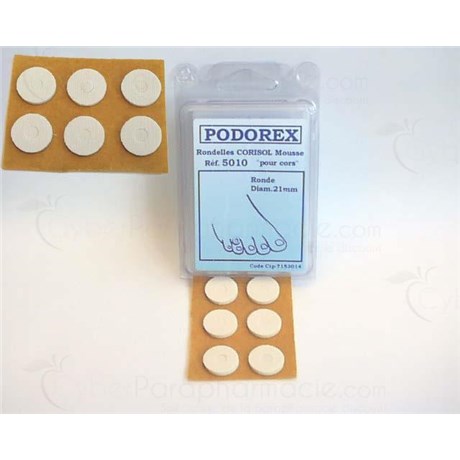 PODOREX RONDELLE PROTECTRICE, Rondelle protectrice adhésive en mousse de latex pour cors, Corisol - bt 6