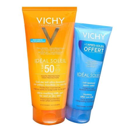 GEL LAIT FONDANT SPF50 200ML CAPITAL SOLEIL + APRES-SOLEIL IDEAL SOLEIL 100ML OFFERT VICHY