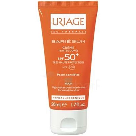 BARIÉSUN PEAUX SENSIBLES CRÈME TEINTÉE DORÉE SPF 50+, Crème solaire très haute protection, SPF 50+, teintée dorée. - tube 50 ml